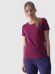 4F T-shirt slim gładki damski - fioletowy XS. Fioletowe t-shirty damskie 4F, xs, bez wzorów, z bawełny, sportowe, bez kołnierzyka, bez ramiączek. W wyprzedaży za 29.99 zł.