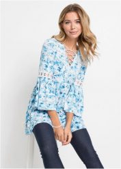 Tunika z lejącej wiskozy. Białe tuniki damskie bonprix, bez wzorów, z wiskozy, bez ramiączek. Za 129.99 zł.