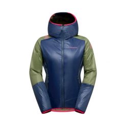 Damska kurtka puchowa La Sportiva Aequilibrium Lite. Niebieskie kurtki sportowe damskie La Sportiva, l, bez wzorów, z materiału, bez ramiączek, bez kaptura, trekkingowe, primaloft. Za 852.00 zł.