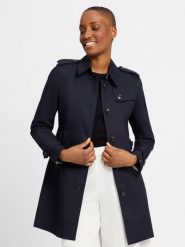 Tommy Hilfiger Płaszcz Kobiety Bawełna niebieski, XS. Niebieskie płaszcze damskie Tommy Hilfiger, xs, bez wzorów, z bawełny, bez kołnierzyka, bez kaptura. Za 1,299.95 zł.