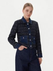 Morgan Marynarka 261-VINCA Granatowy Regular Fit. Niebieskie marynarki i żakiety damskie Morgan, bez wzorów, z syntetyku, bez kołnierzyka, bez ramiączek. Za 459.99 zł.