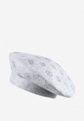 Szara Czapka Beret w Cyrkonie Nanto. Szare czapki damskie Born2be, bez wzorów, z bawełny. Za 39.99 zł.