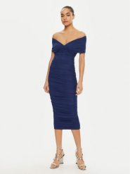 Bardot Sukienka koktajlowa 59756DB Niebieski Slim Fit. Niebieskie sukienki damskie Bardot, bez wzorów, z syntetyku, wizytowe, bez kołnierzyka, bez ramiączek. Za 299.99 zł.