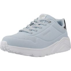 Buty SKECHERS UNO LITE-METALLIC MO Niebieski. Niebieskie obuwie trekkingowe damskie Skechers, z materiału, bez zapięcia. Za 187.99 zł.