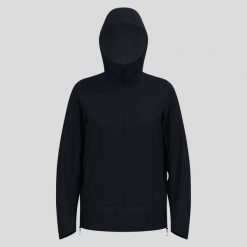 Kurtka damska Odlo ESSENTIAL 2.5L WATERPROOF Jacket hardshell. Czarne kurtki sportowe damskie ODLO, l, bez wzorów, z hardshellu, bez ramiączek, z kapturem, narciarskie. Za 829.99 zł.