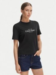 Calvin Klein Jeans T-Shirt NYC Logo LV047F810G Czarny Classic Fit. Czarne t-shirty damskie Calvin Klein Jeans, xl, bez wzorów, z bawełny, bez kołnierzyka, bez ramiączek. Za 169.99 zł.