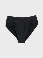 Dół od bikini z marszczeniami i wysokim stanem - czarny. Czarne stroje kąpielowe damskie Sinsay, xl, bez wzorów. Za 29.99 zł.