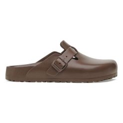 Klapki Birkenstock Boston Eva 1027386 brązowe. Brązowe klapki męskie bez wzorów, z materiału, bez zapięcia. Za 467.97 zł.