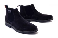 BUGATTI 311-AGS-30 4100 dark blue, botki męskie. Niebieskie botki męskie Bugatti, na zimę, bez wzorów, bez obcasa, bez zapięcia. Za 429.90 zł.