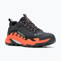 Buty turystyczne męskie Merrell Moab Speed 2 Gtx. Czarne buty zimowe męskie Merrell, bez wzorów, bez obcasa, bez zapięcia. Za 469.99 zł.