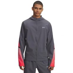 Kurtka z dresu Under Armour Velociti Storm. Szare kurtki męskie Under Armour, m, bez wzorów, z dresówki, bez kaptura. Za 322.50 zł.