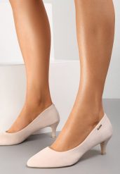 Beżowe Czółenka Appyle. Brązowe czółenka damskie Renee, bez wzorów, eleganckie, bez obcasa, na szpilce, bez zapięcia. Za 49.99 zł.