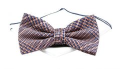 Mucha Pomarańczowo-Granatowa z Białą Poszetką, w Kratkę, Elegancka, Męska -CHATTIER. Niebieskie krawaty i muchy Chattier, bez wzorów, z poliesteru, eleganckie. Za 59.00 zł.