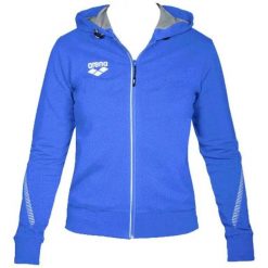 Damska bluza z kapturem full zip Arena Team Line. Niebieskie bluzy damskie ARENA, l, bez wzorów, z materiału, eleganckie, bez ramiączek, z kapturem. Za 313.50 zł.