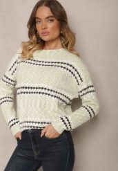Jasnozielony Sweter z Bawełną w Paski Siadora. Zielone swetry nierozpinane damskie Renee, bez wzorów, z bawełny, biznesowe, bez kołnierzyka, bez ramiączek. Za 69.99 zł.