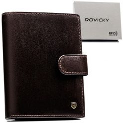 Portfel męski Rovicky N575L-RVT c. brązowy. Brązowe portfele męskie ROVICKY, bez wzorów, ze skóry. Za 74.00 zł.
