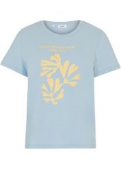 T-shirt z nadrukiem. Białe t-shirty damskie bonprix, bez wzorów, bez kołnierzyka, bez ramiączek. Za 37.99 zł.