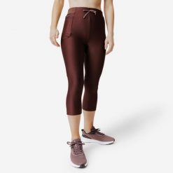 Legginsy do biegania krótkie damskie Kiprun Run 500 Dry. Zielone legginsy damskie KIPRUN, bez wzorów, z materiału. Za 44.99 zł.