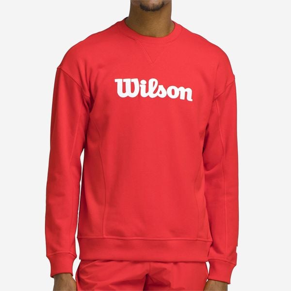 Bluza tenisowa męska Wilson Classic. Czerwone bluzy męskie Wilson, m, bez wzorów, z bawełny, sportowe, bez ramiączek, bez kaptura. Za 259.99 zł.