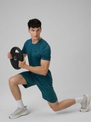 4F Koszulka treningowa regular szybkoschnąca męska - zielona 3XL. Zielone koszulki sportowe męskie 4F, m, bez wzorów, ze skóry, bez ramiączek, na fitness i siłownię. Za 79.99 zł.