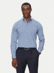 Calvin Klein Koszula Poplin Stretch Slim Shirt K10K108229 Niebieski Slim Fit. Niebieskie koszule męskie Calvin Klein, m, bez wzorów, z bawełny, biznesowe, bez kołnierzyka, bez ramiączek. Za 239.99 zł.