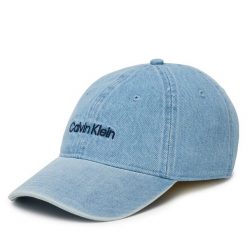 Czapka z daszkiem Calvin Klein. Niebieskie czapki damskie Calvin Klein, bez wzorów. Za 129.99 zł.