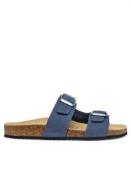 Geox Klapki D Brionia D35LSL 00032 C4002 Granatowy. Niebieskie klapki damskie Geox, bez wzorów, z nubiku, bez obcasa, bez zapięcia. Za 259.99 zł.