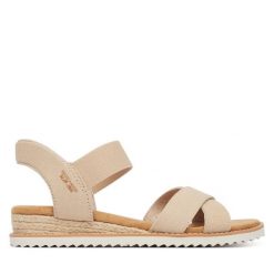 Sandały Skechers. Brązowe sandały damskie Skechers, bez wzorów, bez obcasa, na płaskiej podeszwie, bez zapięcia. Za 289.99 zł.