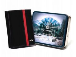 Portfel skórzany Peterson [DH] Portfel męski skórzany PTN N4-VTP BL-RED czarny. Czarne portfele męskie Peterson, bez wzorów, ze skóry. Za 97.98 zł.