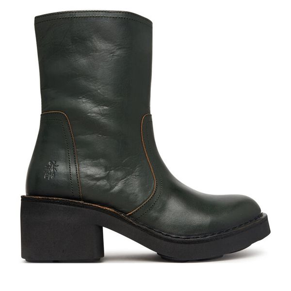 Botki Fly London. Zielone botki damskie Fly London, bez wzorów, bez obcasa, na słupku, bez zapięcia. Za 834.99 zł.