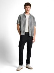 Tom Tailor Denim koszula z krótkim rękawem z lnu Mężczyźni Comfort Fit Bawełna szary, L. Szare koszule męskie TOM TAILOR DENIM, na lato, l, bez wzorów, z bawełny, bez kołnierzyka, bez ramiączek. Za 169.95 zł.