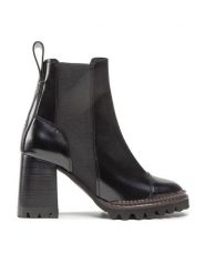 See By Chloé Botki SB33081A Czarny. Czarne botki damskie See By Chloé, bez wzorów, ze skóry, bez obcasa, na słupku, bez zapięcia. Za 1,829.00 zł.