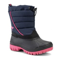 Śniegowce juniorskie KangaROOS K-Ben. Niebieskie buty zimowe męskie KangaRoos, na zimę, bez wzorów, bez obcasa, bez zapięcia. Za 139.99 zł.
