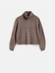 Wełniany sweter - brązowy. Brązowe swetry nierozpinane damskie Reserved, l, bez wzorów, z wełny, bez kołnierzyka, bez ramiączek. Za 199.99 zł.