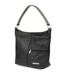 Shopperka skórzana BELTIMORE czarno-szara H08. Czarne shopperki damskie bez wzorów, ze skóry, na ramię, bez dodatków. Za 208.99 zł.