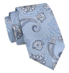 Modny Krawat Męski - Alties - Jasnoniebieski, Wzór Orientalny. Niebieskie krawaty i muchy Alties, bez wzorów, z tkaniny, eleganckie. Za 49.00 zł.