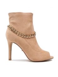 DeeZee Botki LS4937-54 Beżowy. Brązowe botki damskie DeeZee, bez wzorów, z materiału, bez obcasa, na szpilce, bez zapięcia. Za 159.99 zł.