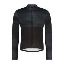 VERTEX Long Sleeves Jersey Printed, Black/ Gray Line. Czarne bluzy męskie Shimano, bez wzorów, z jersey, sportowe, bez ramiączek, bez kaptura. Za 489.90 zł.