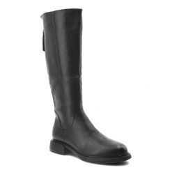 Czarne Kozaki S.Barski Wygodne Obuwie Damskie. Czarne kozaki damskie S.BARSKI, bez wzorów, ze skóry, bez obcasa, bez zapięcia. Za 280.99 zł.