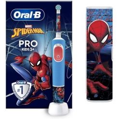 Szczoteczka elektryczna dla dzieci Oral-B Vitality Pro Kids 103 Spiderman + Etui Blue. Niebieskie szczoteczki elektryczne Oral-B. Za 164.99 zł.