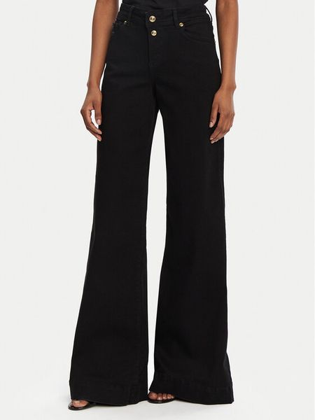 Versace Jeans Couture Jeansy 78HAB561 Czarny Wide Leg. Czarne jeansy damskie Versace Jeans Couture, bez wzorów, z bawełny. Za 569.99 zł.