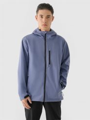 4F Kurtka softshell wiatroodporna membrana 8000 męska - niebieska 3XL. Niebieskie kurtki męskie 4F, m, bez wzorów, z materiału, z kapturem, wspinaczkowe, windstopper. W wyprzedaży za 199.99 zł.