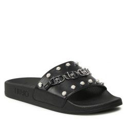 Klapki Liu Jo. Czarne klapki damskie Liu Jo, bez wzorów, bez obcasa, bez zapięcia. Za 259.99 zł.