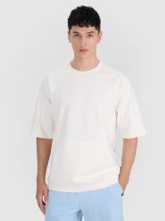 4F Bluza dresowa z krótkim rękawem bez kaptura męska - biała XL. Białe bluzy sportowe męskie 4F, m, bez wzorów, z bawełny, bez kaptura. W wyprzedaży za 49.99 zł.