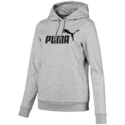 Damska bluza z kapturem Puma w kolorze szarym. Czarne bluzy damskie Puma, na lato, bez wzorów, z bawełny, klasyczne, bez ramiączek, z kapturem. Za 267.99 zł.