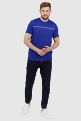 ARMANI EXCHANGE Granatowe męskie spodnie dresowe. Niebieskie spodnie sportowe męskie Armani Exchange, l, bez wzorów, z bawełny. W wyprzedaży za 299.99 zł.