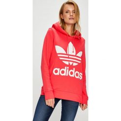 Adidas Originals - Bluza. Pomarańczowe bluzy damskie adidas Originals, bez wzorów, z bawełny, bez ramiączek, z kapturem. W wyprzedaży za 199.90 zł.