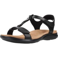 Sandały CLARKS 26185964C Czarny. Czarne sandały damskie Clarks, bez wzorów, ze skóry, bez obcasa, bez zapięcia. Za 426.99 zł.