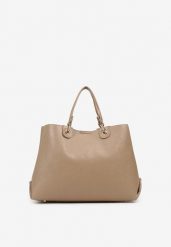 Beżowa Dwukomorowa Torebka Typu Shopper Ozdobiona Metalicznymi Aplikacjami Adorrive. Brązowe shopperki damskie Born2be, z aplikacjami, z jeansu, bez dodatków. Za 169.99 zł.