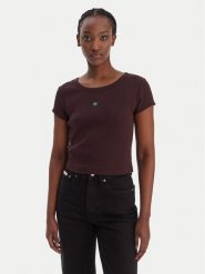 Calvin Klein Jeans T-Shirt LV047C200G Brązowy Slim Fit. Brązowe t-shirty damskie Calvin Klein Jeans, xs, bez wzorów, z bawełny, bez kołnierzyka, bez ramiączek. Za 169.99 zł.